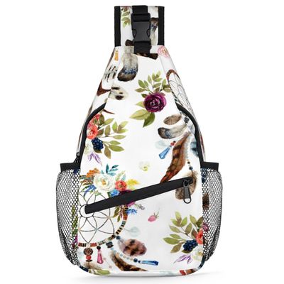 bisibuy Indian Floral Boho Decorative Sling Bag for Women Men Crossbody Sling Backpack Shoulder Bag Chest Bag Daypack for Travel Hiking Outdoor