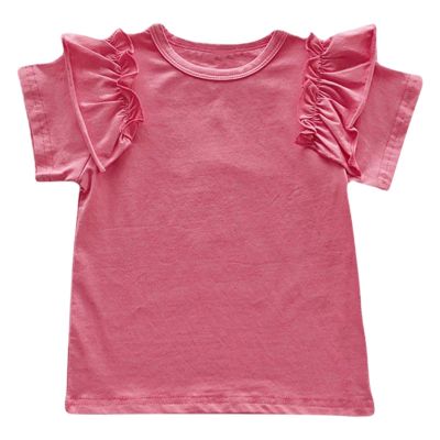 Toddler Girls' Summer T Shirt Short Sleeve Round Neck Solid Color Top Teens Blouse for 1To 7 Years (Hot Pink, 5-6 Years)