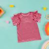 Toddler Girls' Summer T Shirt Short Sleeve Round Neck Solid Color Top Teens Blouse for 1To 7 Years (Hot Pink, 5-6 Years) view 2