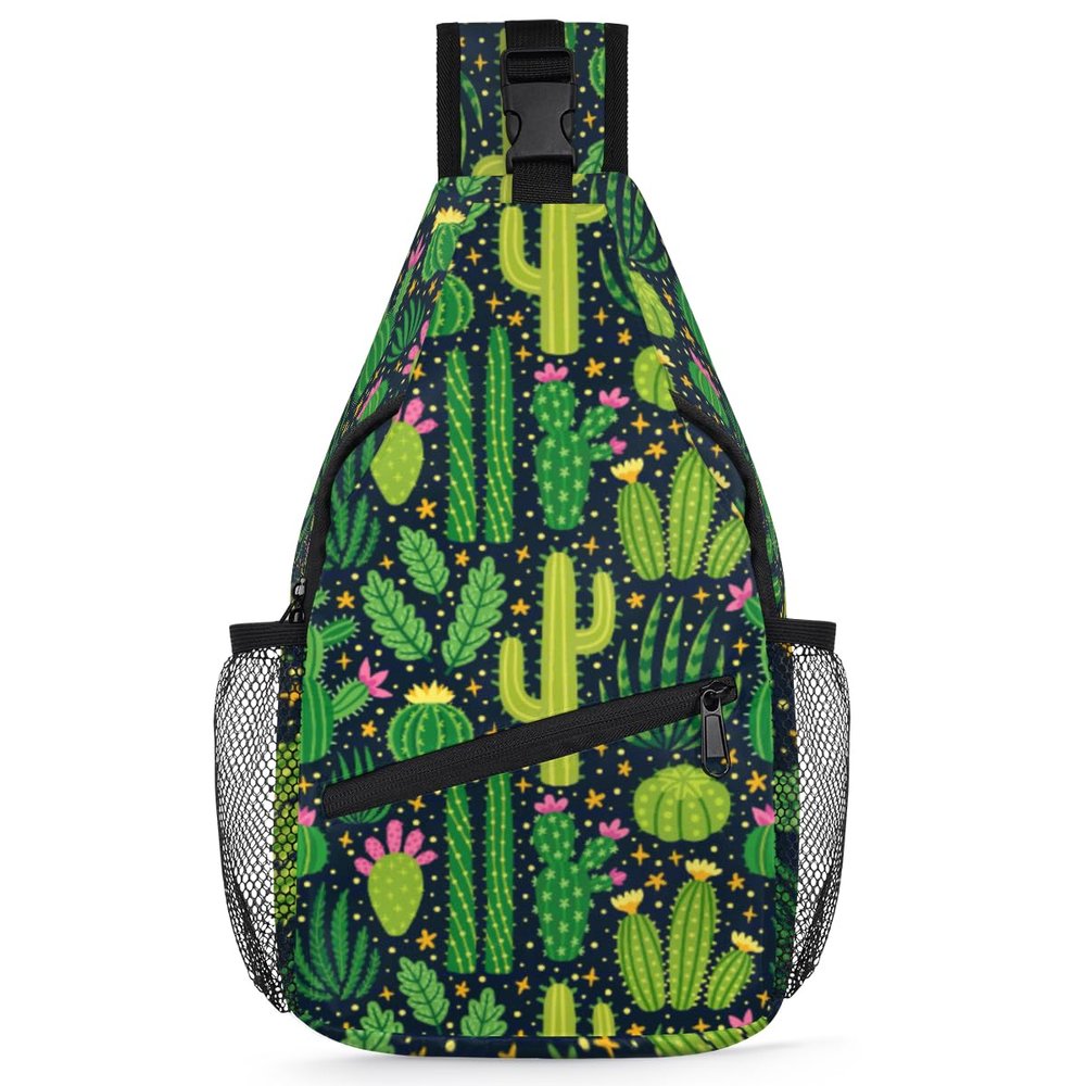 bisibuy Cactus Pattern Sling Bag for Women Men Crossbody Sling Backpack Shoulder Bag Chest Bag Daypack for Travel Hiking Outdoor