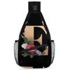 bisibuy Floral Gold E Letter Sling Bag for Women Men Crossbody Sling Backpack Shoulder Bag Chest Bag Daypack for Travel Hiking Outdoor view 1