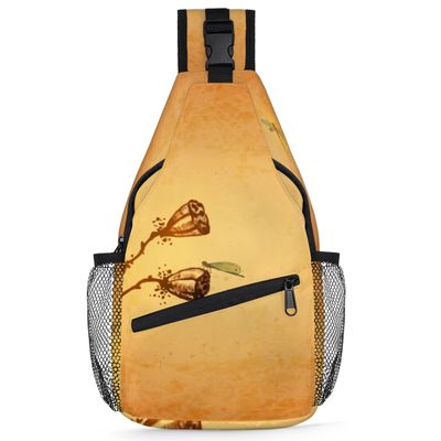 bisibuy Vintage Lotus Seed Heads Dragonflies Sling Bag for Women Men Crossbody Sling Backpack Shoulder Bag Chest Bag Daypack for Travel Hiking Outdoor