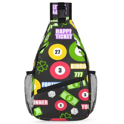 bisibuy Game Lucky Winner Theme Sling Bag for Women Men Crossbody Sling Backpack Shoulder Bag Chest Bag Daypack for Travel Hiking Outdoor