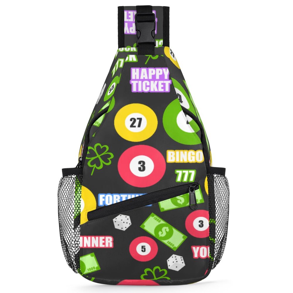 bisibuy Game Lucky Winner Theme Sling Bag for Women Men Crossbody Sling Backpack Shoulder Bag Chest Bag Daypack for Travel Hiking Outdoor