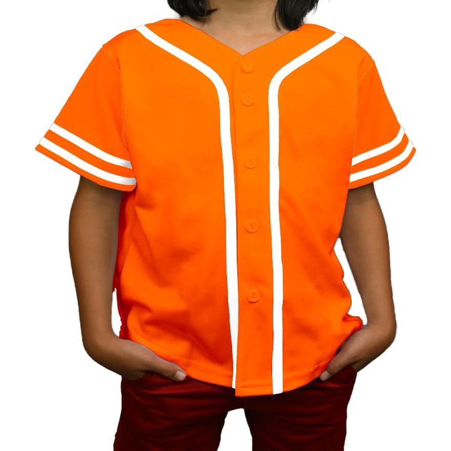 DIGITMON Kids Baseball Jersey Button Down Premium Sleeve Two-Striped T Shirts Uniform ORANGEWHITE 12Mo Toddlers