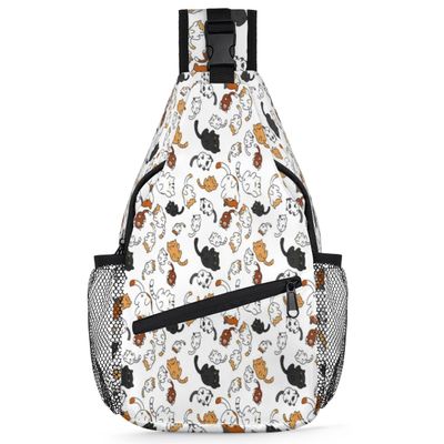 bisibuy Animal Cat Pattern Sling Bag for Women Men Crossbody Sling Backpack Shoulder Bag Chest Bag Daypack for Travel Hiking Outdoor