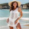 Bellelily Women's Crochet Swimsuit Coverup Hollow Out Slit Knit Bathing Suit Swimwear Bikini Swim Cover up Beach Tank Dress 2024 view 3