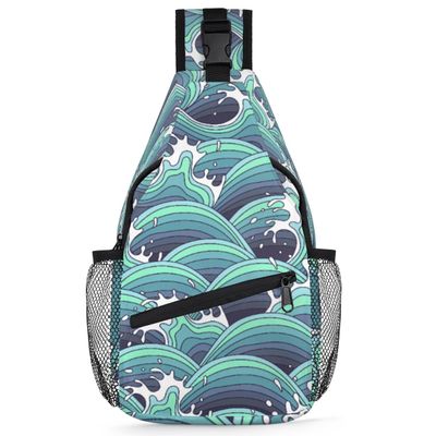bisibuy Waves Sling Bag for Women Men Crossbody Sling Backpack Shoulder Bag Chest Bag Daypack for Travel Hiking Outdoor