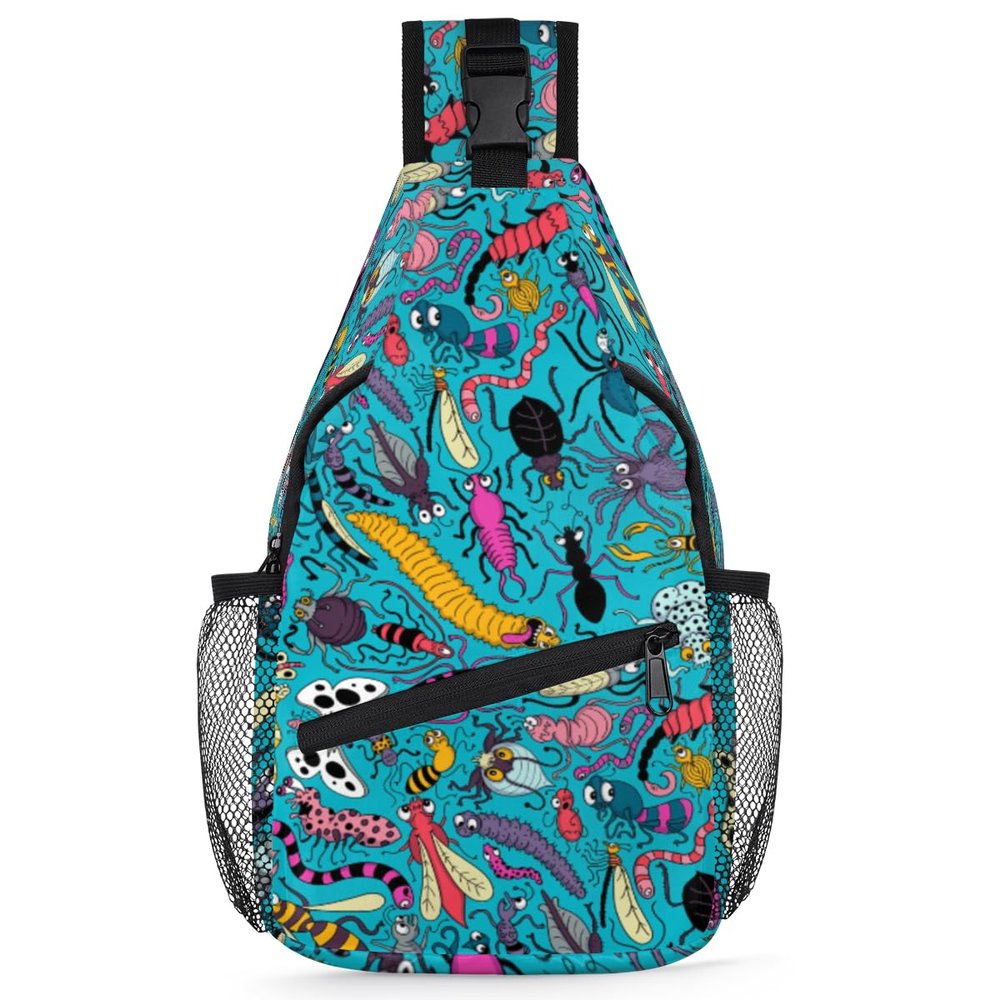 bisibuy Cartoon Insect Pattern Sling Bag for Women Men Crossbody Sling Backpack Shoulder Bag Chest Bag Daypack for Travel Hiking Outdoor