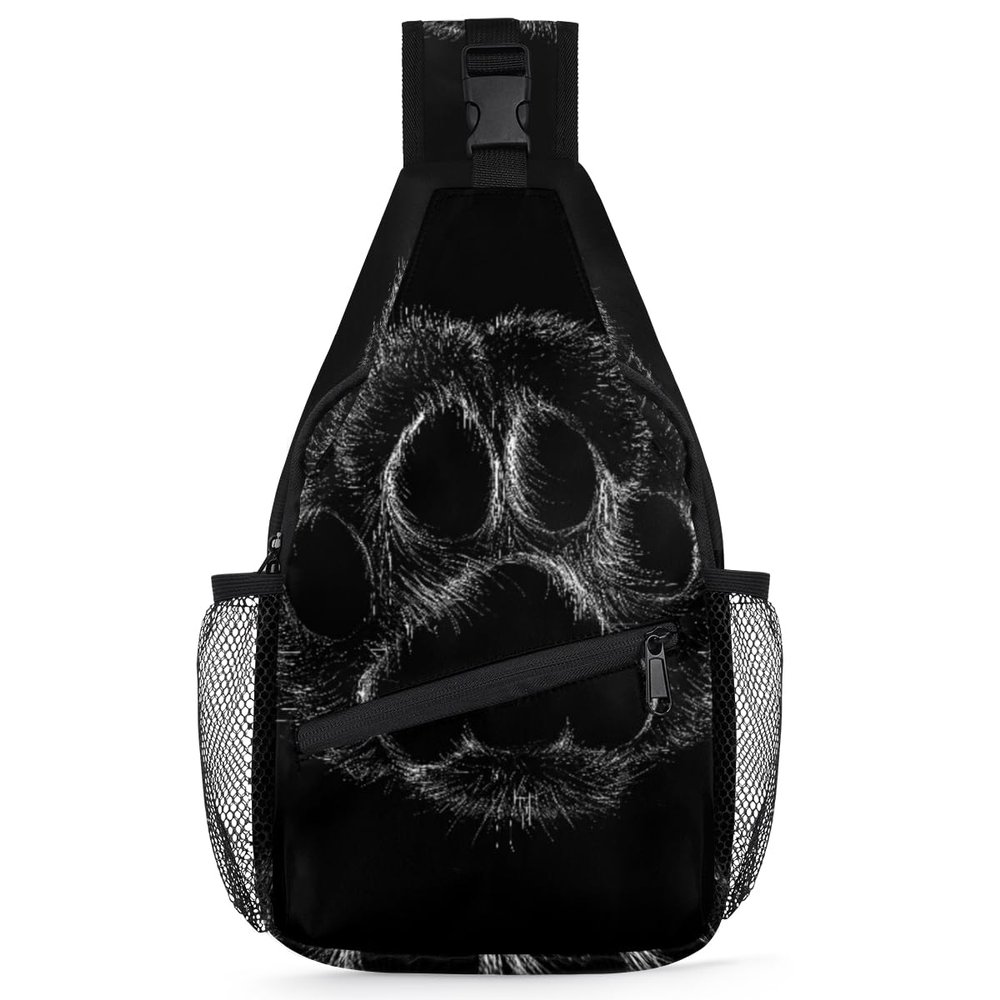 bisibuy Black Animal Paw Prints Sling Bag for Women Men Crossbody Sling Backpack Shoulder Bag Chest Bag Daypack for Travel Hiking Outdoor