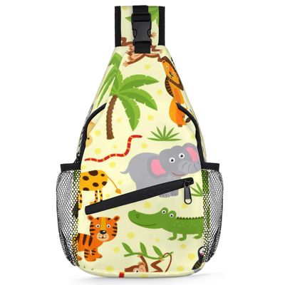 bisibuy Jungle Animals Pattern Sling Bag for Women Men Crossbody Sling Backpack Shoulder Bag Chest Bag Daypack for Travel Hiking Outdoor
