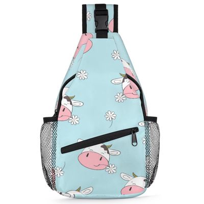 bisibuy Cute Cows Pattern Sling Bag for Women Men Crossbody Sling Backpack Shoulder Bag Chest Bag Daypack for Travel Hiking Outdoor