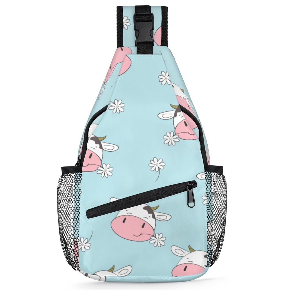 bisibuy Cute Cows Pattern Sling Bag for Women Men Crossbody Sling Backpack Shoulder Bag Chest Bag Daypack for Travel Hiking Outdoor