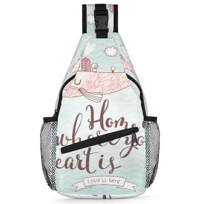 bisibuy Home Motto Sling Bag for Women Men Crossbody Sling Backpack Shoulder Bag Chest Bag Daypack for Travel Hiking Outdoor