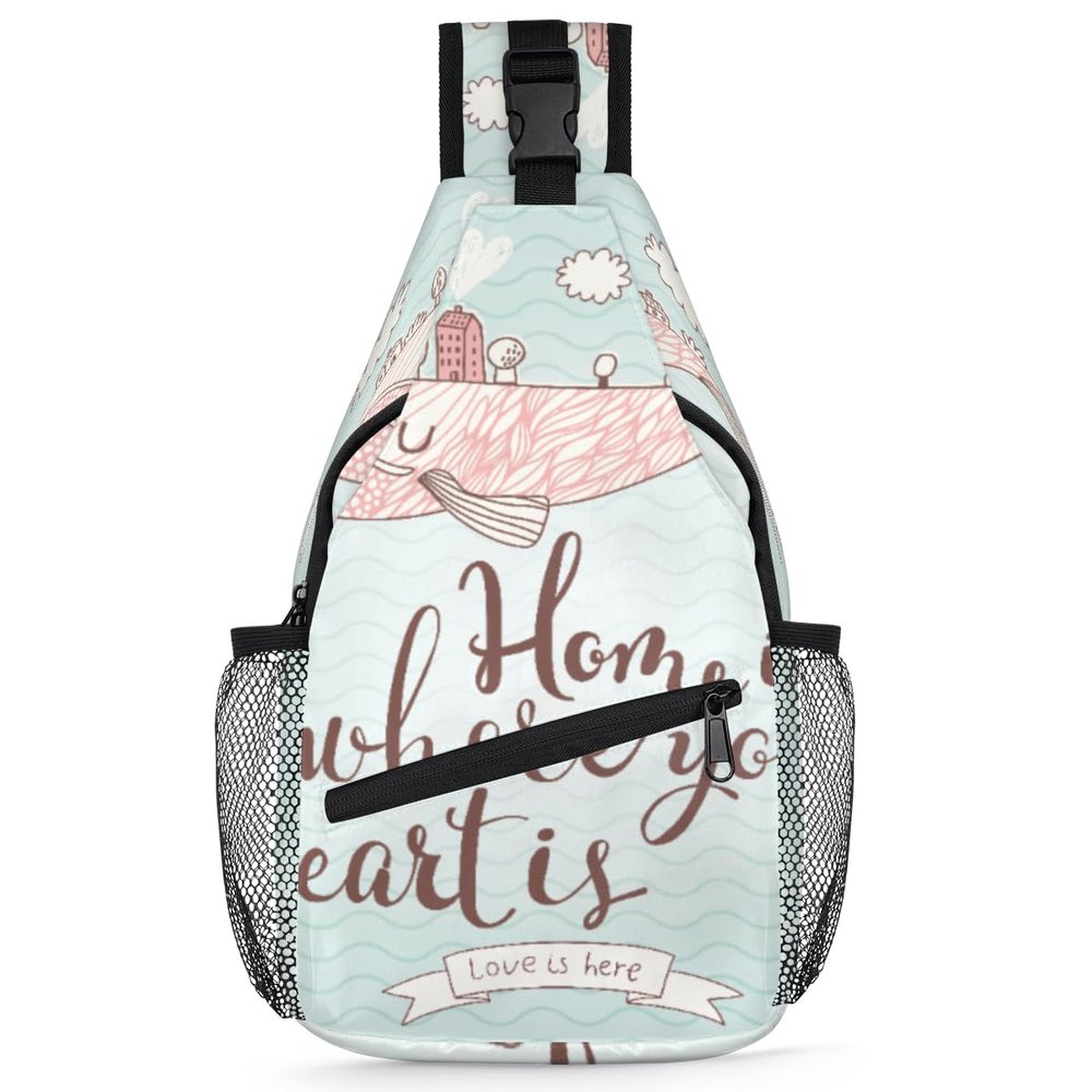 bisibuy Home Motto Sling Bag for Women Men Crossbody Sling Backpack Shoulder Bag Chest Bag Daypack for Travel Hiking Outdoor