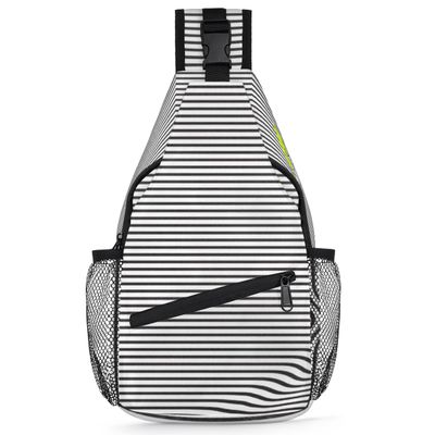 bisibuy Creative Black White Stripes Sling Bag for Women Men Crossbody Sling Backpack Shoulder Bag Chest Bag Daypack for Travel Hiking Outdoor