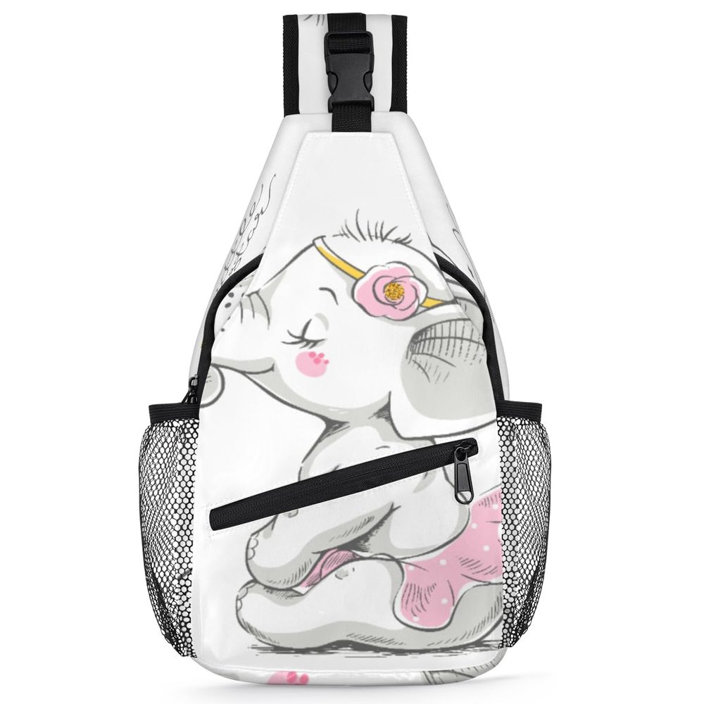 bisibuy Kawaii Elephant Sling Bag for Women Men Crossbody Sling Backpack Shoulder Bag Chest Bag Daypack for Travel Hiking Outdoor