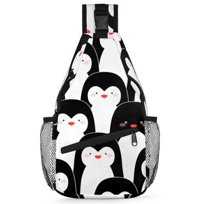 bisibuy Penguins Sling Bag for Women Men Crossbody Sling Backpack Shoulder Bag Chest Bag Daypack for Travel Hiking Outdoor