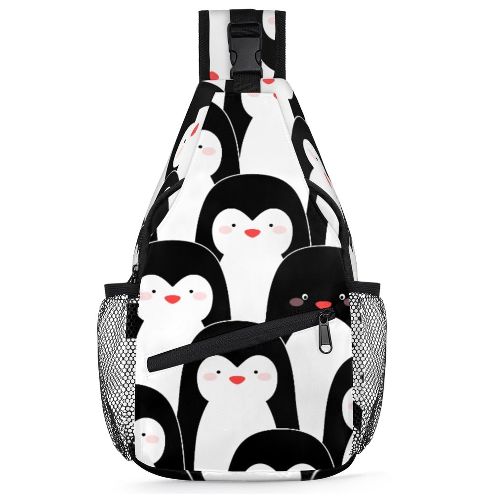 bisibuy Penguins Sling Bag for Women Men Crossbody Sling Backpack Shoulder Bag Chest Bag Daypack for Travel Hiking Outdoor