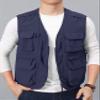 Flygo Men's Utility Cargo Vest Outdoor Summer Work Photo Fishing Safari Travel Vest with Pockets(01NavyBlue-L) view 3