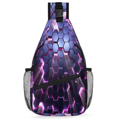 bisibuy 3d Honeycimb Pattern Sling Bag for Women Men Crossbody Sling Backpack Shoulder Bag Chest Bag Daypack for Travel Hiking Outdoor