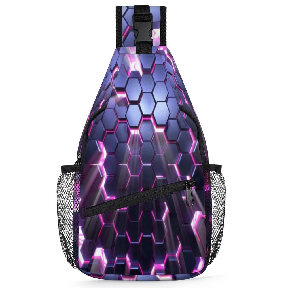 bisibuy 3d Honeycimb Pattern Sling Bag for Women Men Crossbody Sling Backpack Shoulder Bag Chest Bag Daypack for Travel Hiking Outdoor