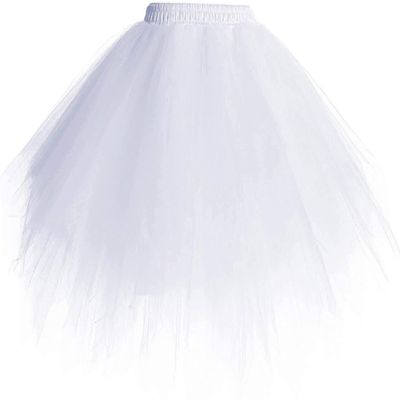 Sipumia Women's Tutu Skirt 1950s Vintage Petticoat Ballet Bubble Dance Skirts for Cosplay Party White L