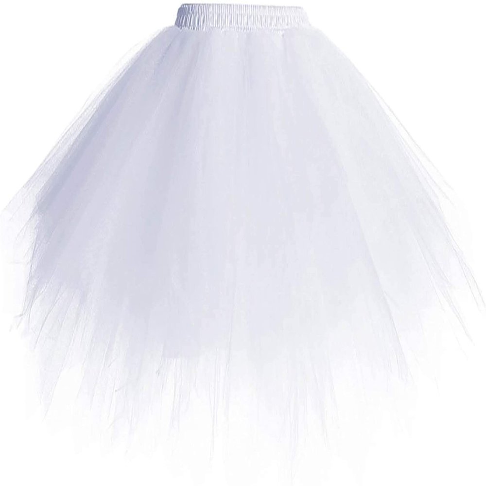 Sipumia Women's Tutu Skirt 1950s Vintage Petticoat Ballet Bubble Dance Skirts for Cosplay Party White L