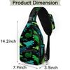 bisibuy Cute Green Dinosaur Sling Bag for Women Men Crossbody Sling Backpack Shoulder Bag Chest Bag Daypack for Travel Hiking Outdoor view 2