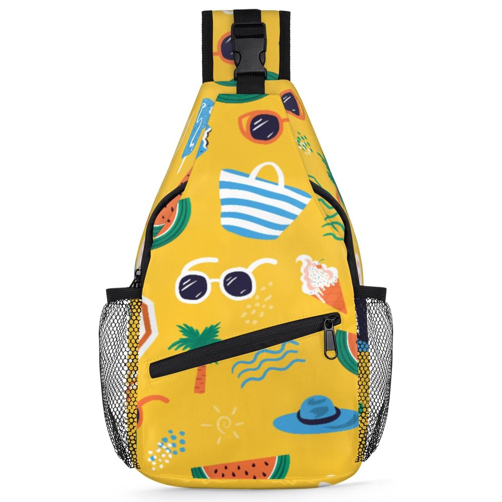 bisibuy Vacation Relaxation Hawaiian Beach Sling Bag for Women Men Crossbody Sling Backpack Shoulder Bag Chest Bag Daypack for Travel Hiking Outdoor