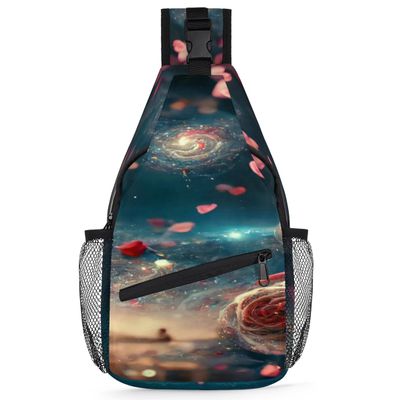 bisibuy Ice Flower Pattern Sling Bag for Women Men Crossbody Sling Backpack Shoulder Bag Chest Bag Daypack for Travel Hiking Outdoor