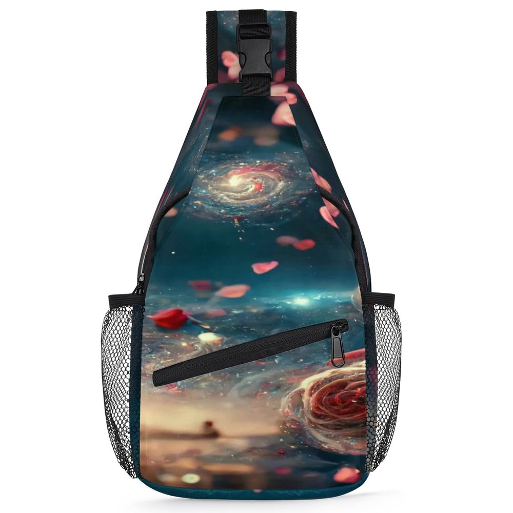 bisibuy Ice Flower Pattern Sling Bag for Women Men Crossbody Sling Backpack Shoulder Bag Chest Bag Daypack for Travel Hiking Outdoor