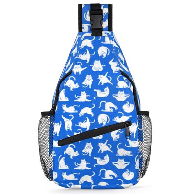 bisibuy Yoga Cat Sling Bag for Women Men Crossbody Sling Backpack Shoulder Bag Chest Bag Daypack for Travel Hiking Outdoor