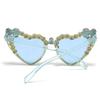 bullabulling Fashion Diamond Heart shaped Rhinestone Sunglasses Women bling party Sun Glasses Crystal Shades (blue) view 4