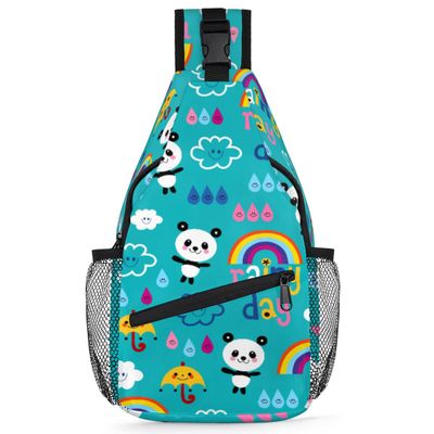 bisibuy Rainbow Panda Bear Sling Bag for Women Men Crossbody Sling Backpack Shoulder Bag Chest Bag Daypack for Travel Hiking Outdoor