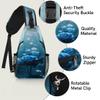 bisibuy Blue Flower Sling Bag for Women Men Crossbody Sling Backpack Shoulder Bag Chest Bag Daypack for Travel Hiking Outdoor view 3