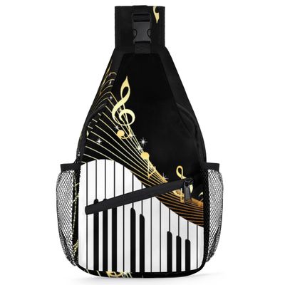 bisibuy Piano Keyboard Music Notes Sling Bag for Women Men Crossbody Sling Backpack Shoulder Bag Chest Bag Daypack for Travel Hiking Outdoor