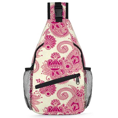 bisibuy Indian Floral Paisley Print Sling Bag for Women Men Crossbody Sling Backpack Shoulder Bag Chest Bag Daypack for Travel Hiking Outdoor