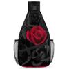 bisibuy Black And Red Flower Roses Sling Bag for Women Men Crossbody Sling Backpack Shoulder Bag Chest Bag Daypack for Travel Hiking Outdoor view 1