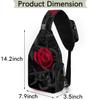 bisibuy Black And Red Flower Roses Sling Bag for Women Men Crossbody Sling Backpack Shoulder Bag Chest Bag Daypack for Travel Hiking Outdoor view 2