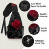 bisibuy Black And Red Flower Roses Sling Bag for Women Men Crossbody Sling Backpack Shoulder Bag Chest Bag Daypack for Travel Hiking Outdoor view 3