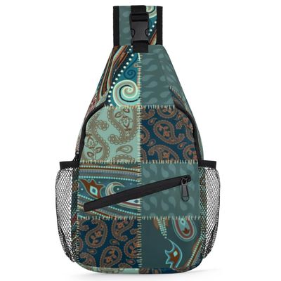bisibuy Paisley Patchwork Pattern Sling Bag for Women Men Crossbody Sling Backpack Shoulder Bag Chest Bag Daypack for Travel Hiking Outdoor