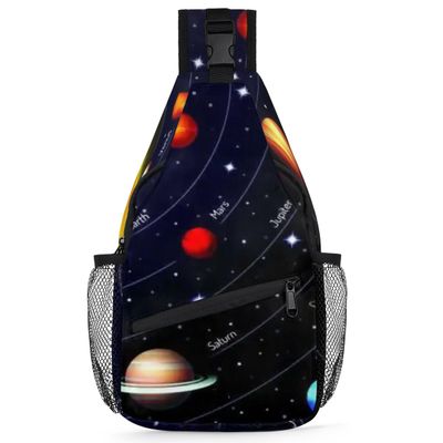 bisibuy Colorful Solar System Sling Bag for Women Men Crossbody Sling Backpack Shoulder Bag Chest Bag Daypack for Travel Hiking Outdoor