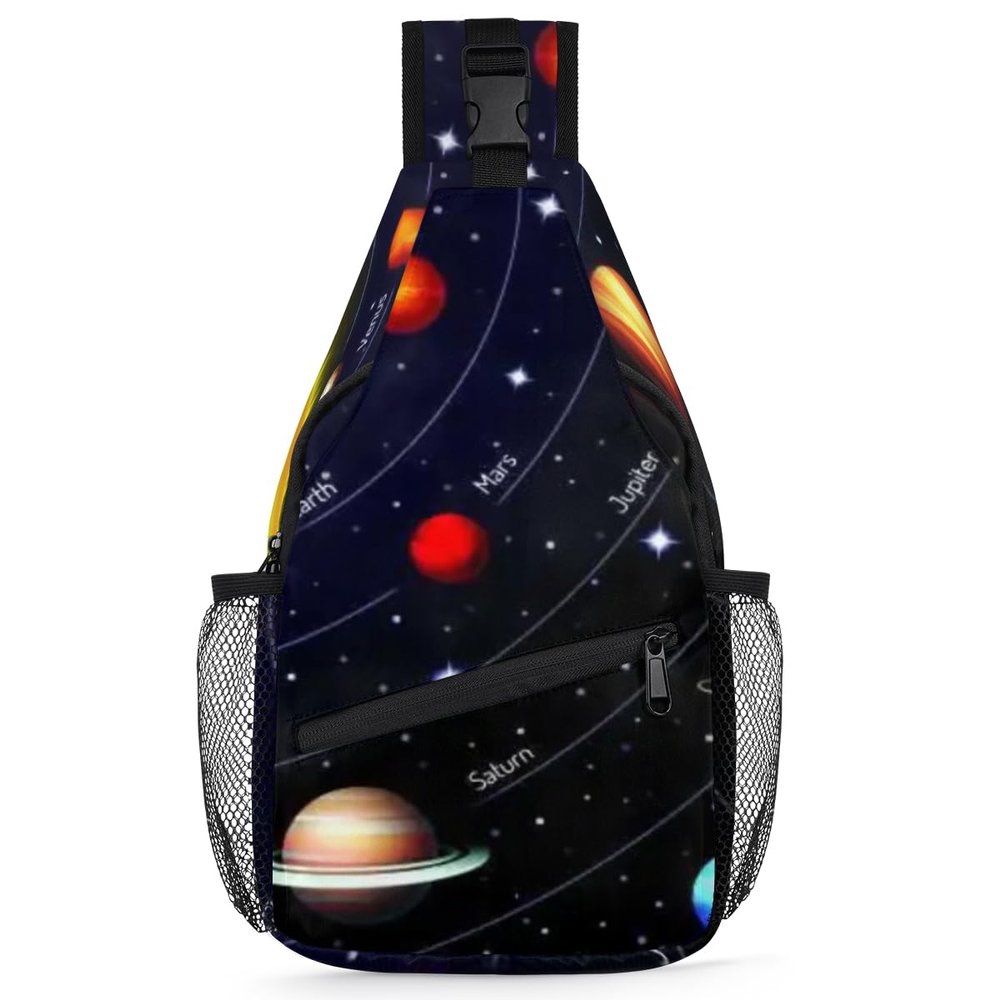 bisibuy Colorful Solar System Sling Bag for Women Men Crossbody Sling Backpack Shoulder Bag Chest Bag Daypack for Travel Hiking Outdoor