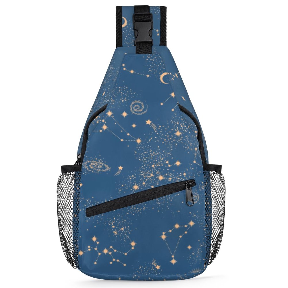 bisibuy Moon Star Space Galaxy Constellation Sling Bag for Women Men Crossbody Sling Backpack Shoulder Bag Chest Bag Daypack for Travel Hiking Outdoor