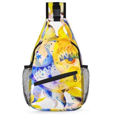 bisibuy Atercolor Sun And Moon Sling Bag for Women Men Crossbody Sling Backpack Shoulder Bag Chest Bag Daypack for Travel Hiking Outdoor