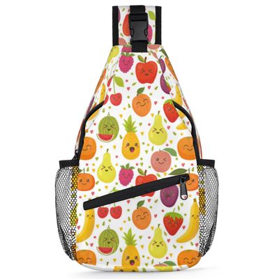 bisibuy Fruit Watermelon Cherry Pineapple Sling Bag for Women Men Crossbody Sling Backpack Shoulder Bag Chest Bag Daypack for Travel Hiking Outdoor