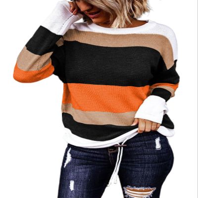 Dokotoo Thanksgiving Christmas Womens Sweaters Striped Classic Casual Fall Sweaters 2025 Clothes Halloween Winter Long Sleeve Shirts Fashion Trendy Cute Tops Outfits Soft Comfy Loose Women's Orange