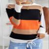 Dokotoo Thanksgiving Christmas Womens Sweaters Striped Classic Casual Fall Sweaters 2025 Clothes Halloween Winter Long Sleeve Shirts Fashion Trendy Cute Tops Outfits Soft Comfy Loose Women's Orange view 2