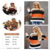 Dokotoo Thanksgiving Christmas Womens Sweaters Striped Classic Casual Fall Sweaters 2025 Clothes Halloween Winter Long Sleeve Shirts Fashion Trendy Cute Tops Outfits Soft Comfy Loose Women's Orange view 4